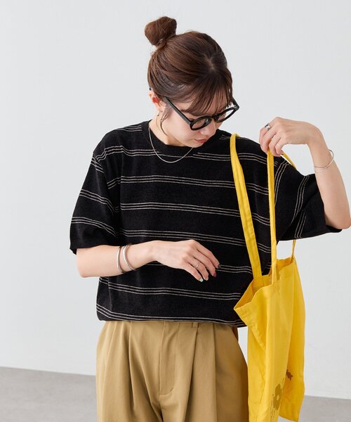 DISCOAT(ディスコート)の「【Enlude】ミニモールボーダーニットTシャツ《ユニセックス》(ニット/セーター・レディース・ブラック/ネイビー/ブラウン・FREE)」の6枚目の写真