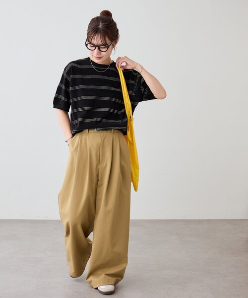 DISCOAT(ディスコート)の「【Enlude】ミニモールボーダーニットTシャツ《ユニセックス》(ニット/セーター・レディース・ブラック/ネイビー/ブラウン・FREE)」の9枚目の写真