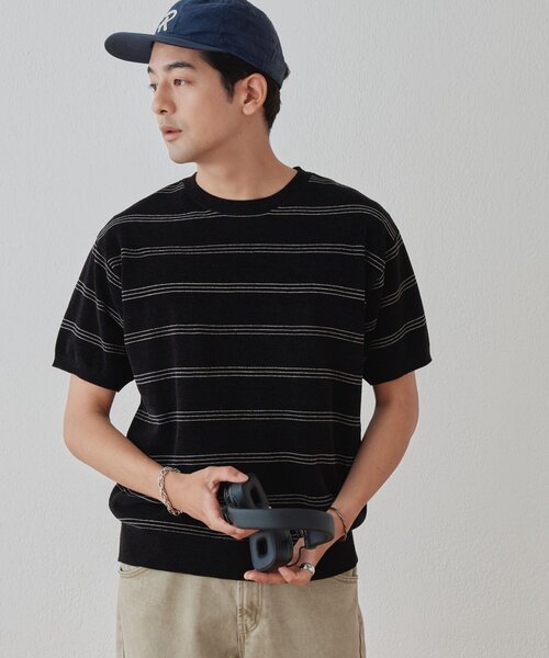 DISCOAT(ディスコート)の「【Enlude】ミニモールボーダーニットTシャツ《ユニセックス》(ニット/セーター・レディース・ブラック/ネイビー/ブラウン・FREE)」の11枚目の写真