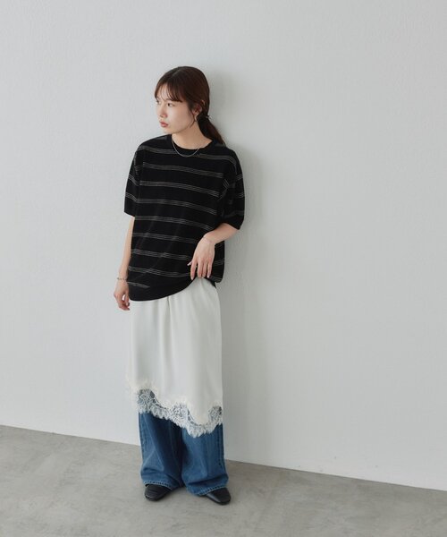 DISCOAT(ディスコート)の「【Enlude】ミニモールボーダーニットTシャツ《ユニセックス》(ニット/セーター・レディース・ブラック/ネイビー/ブラウン・FREE)」の22枚目の写真