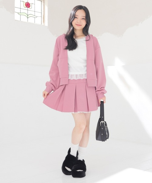 Honeys(ハニーズ)の「レース付ミニスカート(スカート・レディース・ピンク/杢グレー/ブラック・M/LL/L/3L/S)」の18枚目の写真