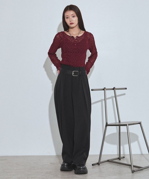 PAGEBOY(ページボーイ)の「カットレースヘンリー2WAY【前後2WAY/重ね着もオススメ】(シャツ/ブラウス・レディース・ローズ/ドット/ブラック/オフホワイト・FREE)」の5枚目の写真