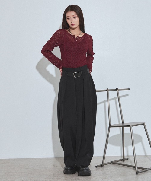 PAGEBOY(ページボーイ)の「カットレースヘンリー2WAY【前後2WAY/重ね着もオススメ】(シャツ/ブラウス・レディース・ローズ/ドット/ブラック/オフホワイト・FREE)」の7枚目の写真