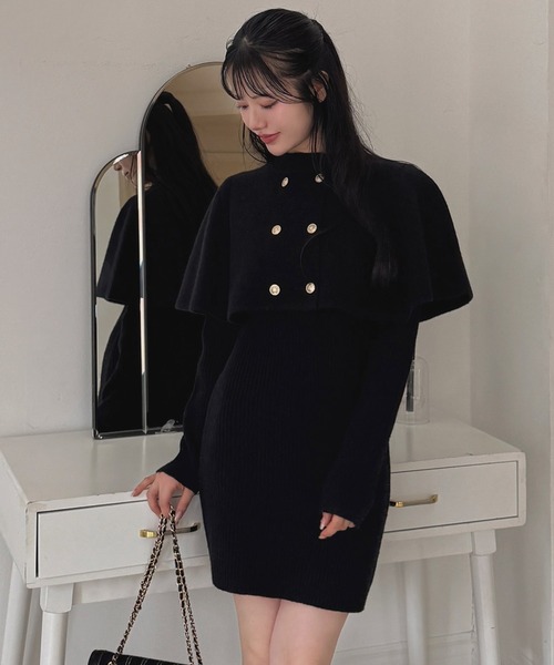 ROYAL PARTY(ロイヤルパーティー)の「ケープ付ニットタイトミニワンピース(ワンピース・レディース・ブラウン/ブラック/オフホワイト/グレー・FREE)」の17枚目の写真