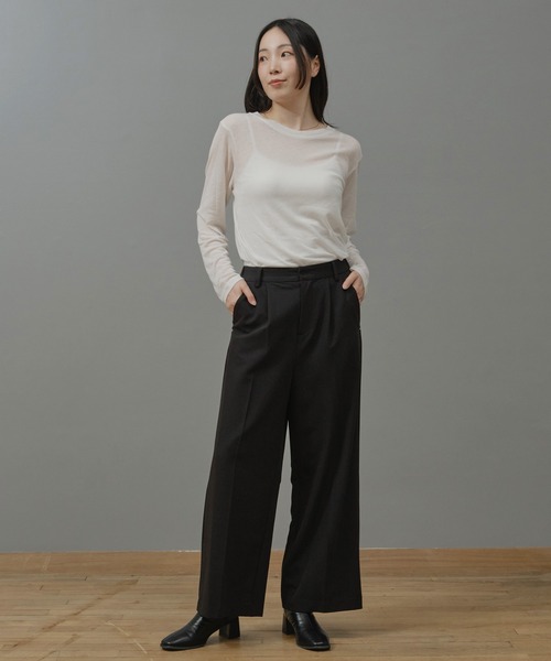 Nunc.(ヌンク)の「ワンタックワイドスラックス(スラックス・レディース・ブラック/グレー・38)」の6枚目の写真