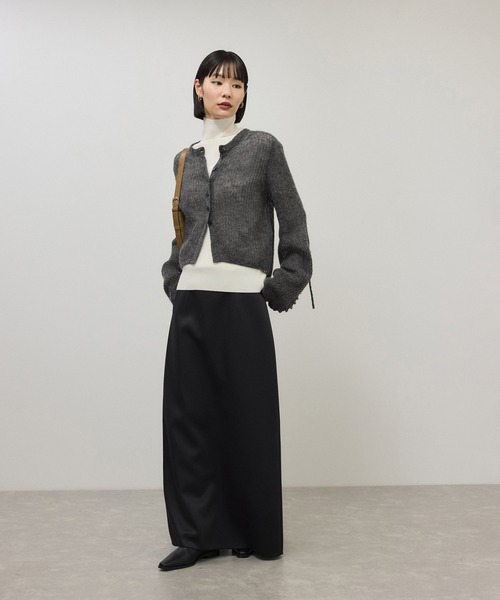 ADAM ET ROPE'（アダムエロペ）の「【WEB限定】シアーモヘアリボンカーディガン（カーディガン/ボレロ・レディース・パープル系その他/チャコールグレー/ホワイト・FREE）」の14枚目の写真