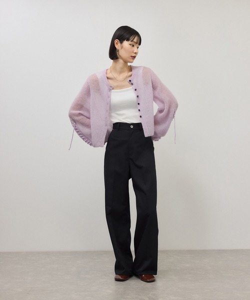 ADAM ET ROPE'（アダムエロペ）の「【WEB限定】シアーモヘアリボンカーディガン（カーディガン/ボレロ・レディース・パープル系その他/チャコールグレー/ホワイト・FREE）」の13枚目の写真