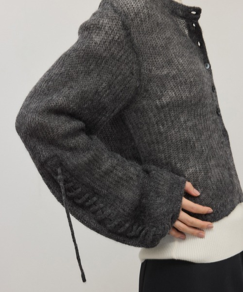 ADAM ET ROPE'（アダムエロペ）の「【WEB限定】シアーモヘアリボンカーディガン（カーディガン/ボレロ・レディース・パープル系その他/チャコールグレー/ホワイト・FREE）」の10枚目の写真