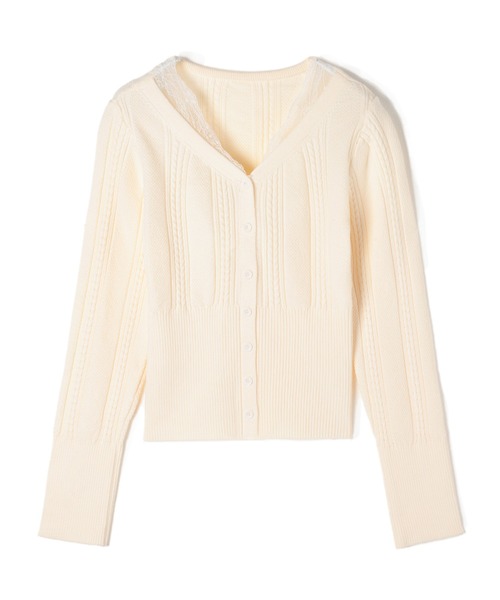 M DOLLY(エムドリー)の「Lace collar tina knit tops / レースカラー ティナニットトップス(ニット/セーター・レディース・アイボリー/グレー・FREE)」の13枚目の写真