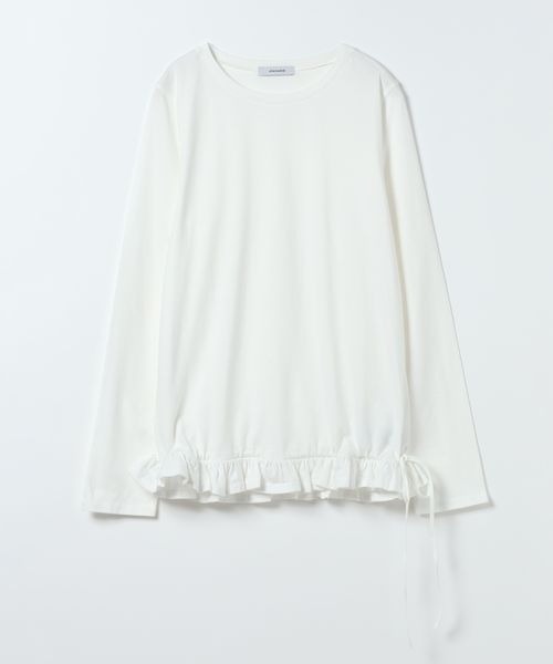 JEANASIS(ジーナシス)の「スソフリルドロストLS TEE/1057836(Tシャツ/カットソー・レディース・ホワイト/ブラック/グレー・FREE)」の1枚目の写真