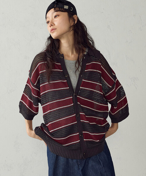 Меш‑баcкет‑поло‑кардиган (Mesh boder polo cardigan)