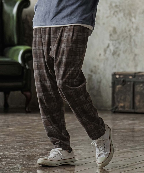 CAMBIO(カンビオ)の「mp15302-Brushed Check Ponte Tapered Pants テーパードパンツ(A75426cmb)(その他パンツ・メンズ・ブラック/ブラウン/ネイビー・S/M/L)」の16枚目の写真
