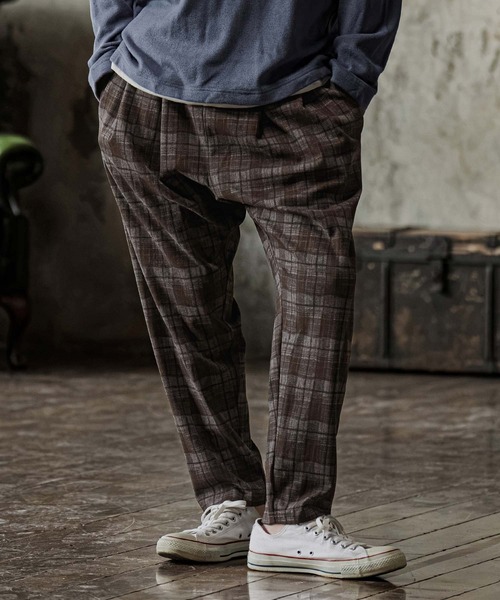 CAMBIO(カンビオ)の「mp15302-Brushed Check Ponte Tapered Pants テーパードパンツ(A75426cmb)(その他パンツ・メンズ・ブラック/ブラウン/ネイビー・S/M/L)」の17枚目の写真
