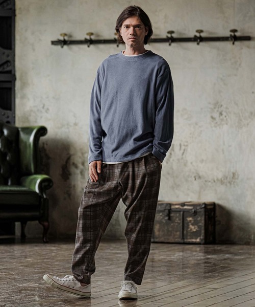 CAMBIO(カンビオ)の「mp15302-Brushed Check Ponte Tapered Pants テーパードパンツ(A75426cmb)(その他パンツ・メンズ・ブラック/ブラウン/ネイビー・S/M/L)」の20枚目の写真