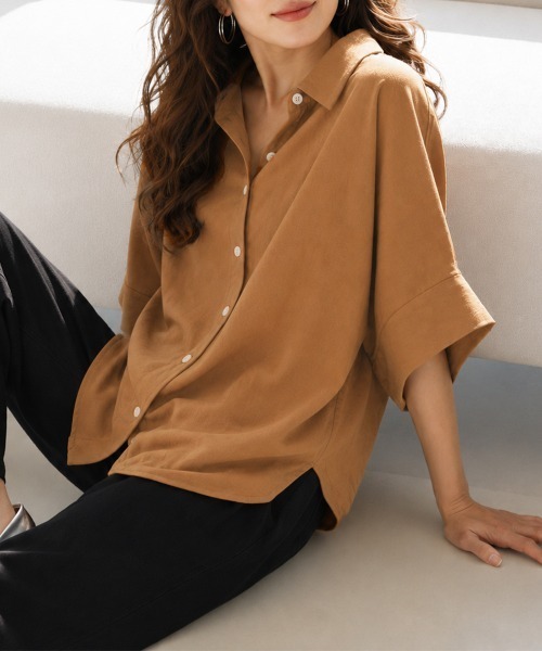 Miniministore(ミニミニストア)の「ドルマンスリーブブラウススキッパーシャツ(シャツ/ブラウス・レディース・ブラック/ホワイト/ネイビー/キャメル/カーキ/ベージュ/グレー・FREE)」の13枚目の写真