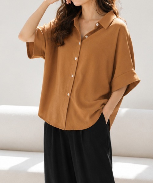 Miniministore(ミニミニストア)の「ドルマンスリーブブラウススキッパーシャツ(シャツ/ブラウス・レディース・ブラック/ホワイト/ネイビー/キャメル/カーキ/ベージュ/グレー・FREE)」の15枚目の写真