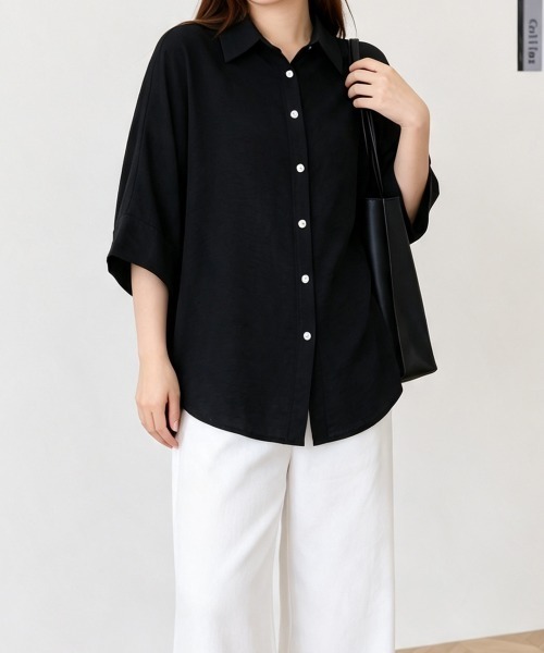 Miniministore(ミニミニストア)の「ドルマンスリーブブラウススキッパーシャツ(シャツ/ブラウス・レディース・ブラック/ホワイト/ネイビー/キャメル/カーキ/ベージュ/グレー・FREE)」の17枚目の写真