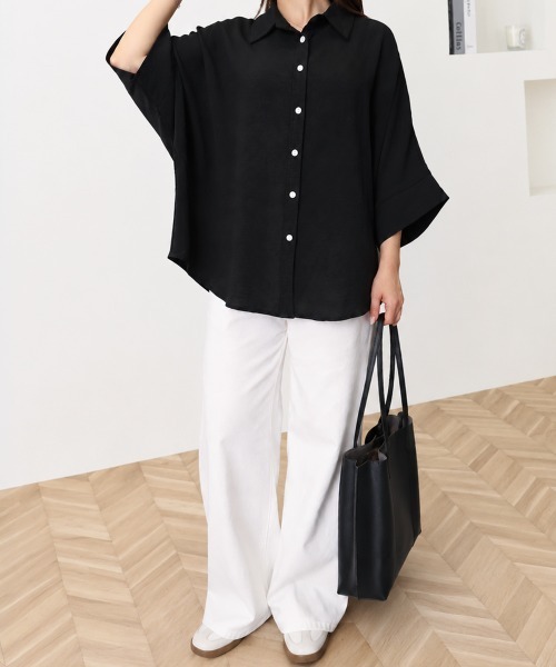 Miniministore(ミニミニストア)の「ドルマンスリーブブラウススキッパーシャツ(シャツ/ブラウス・レディース・ブラック/ホワイト/ネイビー/キャメル/カーキ/ベージュ/グレー・FREE)」の20枚目の写真