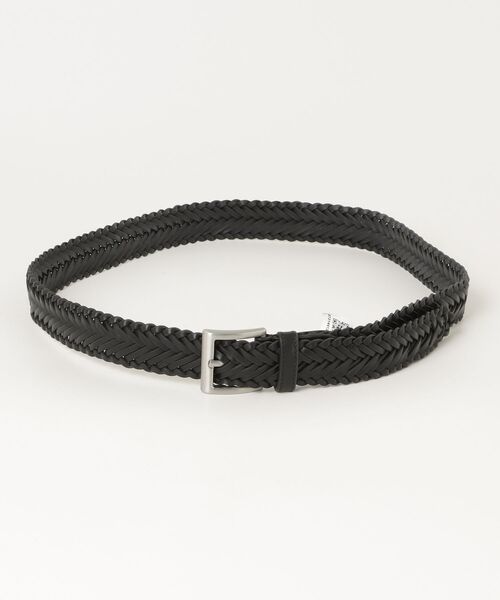 TOMMY HILFIGER(トミーヒルフィガー)の「スクエアバックル編み込みレザーベルト(ベルト・メンズ・ブラック/ブラウン・85cm/95cm)」の1枚目の写真