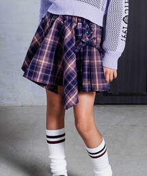 nexchic（ネクシック）の「サイドレースアップギャザーチェックスカパン(110~150cm)（スカート）」