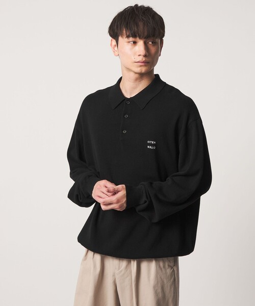 CITEN（シテン）の「＜CITEN＞ハイゲージニットポロシャツ（ポロシャツ・メンズ・ブラック/ライトグレー・M/L）」の2枚目の写真
