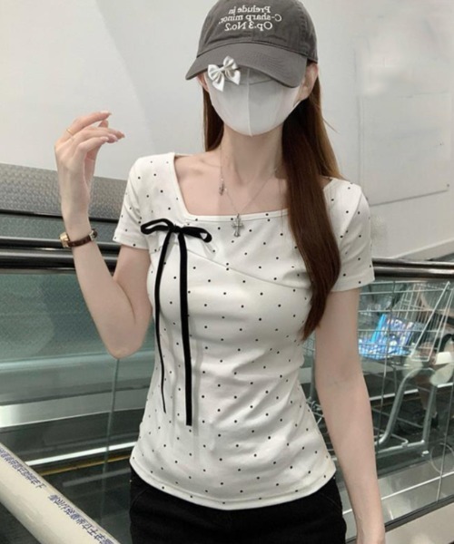 semplice(センプリチェ)の「Tシャツ【韓国ファッション】(Tシャツ/カットソー・レディース・ホワイト・M/L/S)」の1枚目の写真