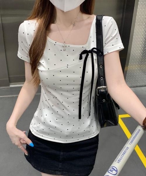 semplice(センプリチェ)の「Tシャツ【韓国ファッション】(Tシャツ/カットソー・レディース・ホワイト・M/L/S)」の2枚目の写真