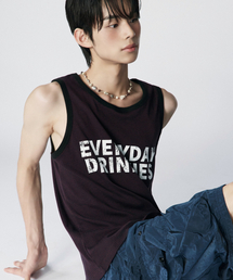 [Drunktxt x Khaki Studio] Drinkies Stripe Tank Top [Brick Red]