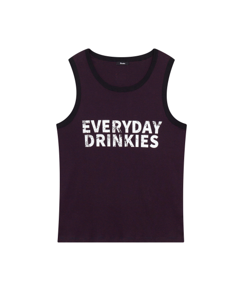 DRUNKTXT（ドランクテキスト）の「[Drunktxt x Khaki Studio] Drinkies Stripe Tank Top [Brick Red]（Tシャツ/カットソー・メンズ・その他・FREE）」の4枚目の写真