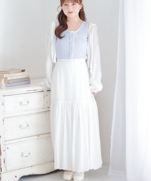 umm.clair(ウムクレール)の「Chiffon Balloon Skirt(スカート・レディース・ブラック/ホワイト・FREE)」の4枚目の写真