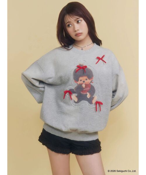 EMODA（エモダ）の「【Monchhichi×EMODA】フォトプリントオーバースウェット（スウェット・レディース・グレー/ブラック・FREE）」の14枚目の写真