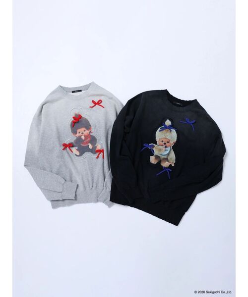 EMODA（エモダ）の「【Monchhichi×EMODA】フォトプリントオーバースウェット（スウェット・レディース・グレー/ブラック・FREE）」の4枚目の写真