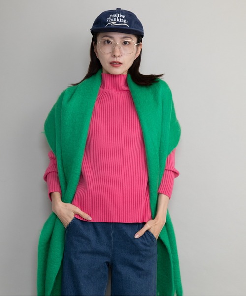lodie(ロディ)の「【全10色展開】ハイネックリブニット(ニット/セーター・レディース・ピンク/ブラック/ブルー/レッド/イエロー/ネイビー/グリーン/アイボリー/オレンジ/グレー・FREE)」の8枚目の写真