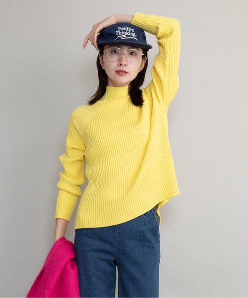 lodie(ロディ)の「【全10色展開】ハイネックリブニット(ニット/セーター・レディース・ピンク/ブラック/ブルー/レッド/イエロー/ネイビー/グリーン/アイボリー/オレンジ/グレー・FREE)」の7枚目の写真