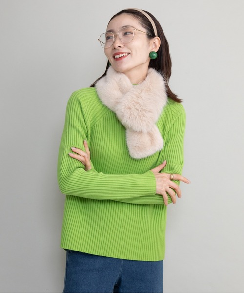 lodie(ロディ)の「【全10色展開】ハイネックリブニット(ニット/セーター・レディース・ピンク/ブラック/ブルー/レッド/イエロー/ネイビー/グリーン/アイボリー/オレンジ/グレー・FREE)」の4枚目の写真