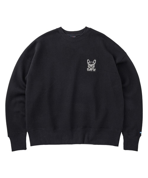 KAVU(カブー)の「KAVU/カブー OP Sweat Dog/ワンポイントスウェットドッグ(スウェット・メンズ・ベージュ/ライトグレー/ブラック・MEDIUM/LARGE/SMALL)」の2枚目の写真