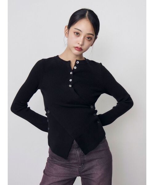 MURUA(ムルーア)の「ラップツイストリブニット 冬服(ニット/セーター・レディース・ブラック/ブルー/アイボリー・FREE)」の5枚目の写真
