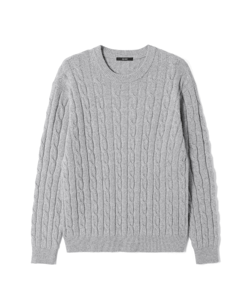 ADHOC(アドホック)の「メンズ ラウンドネック ケーブルニット (L-M-GREY) (HCALKA1)(ニット/セーター・メンズ・その他・100/95/105)」の1枚目の写真