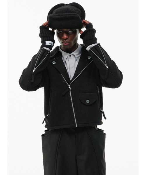 GOAT ESSENCE(ゴートエッセンス)の「KNIT RIDER JACKET(ブルゾン・メンズ・ブラック/レッド・2/3)」の6枚目の写真
