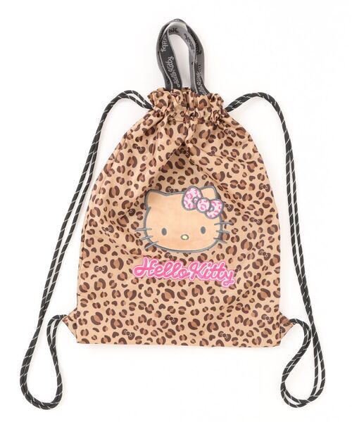 sanrio（サンリオ）の「【sanrio characters/サンリオキャラクターズ】 ナップサック 日焼けハローキティ（バックパック/リュック・レディース・レオパード/ブラック・FREE）」の2枚目の写真