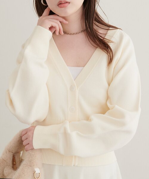 natural couture（ナチュラルクチュール）の「ラグラン切替Vネックカーディガン（カーディガン/ボレロ・レディース・オフホワイト/ライトグレー/ボルドー/ブラウン・FREE）」の18枚目の写真