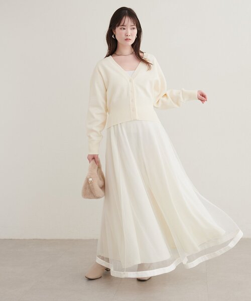 natural couture（ナチュラルクチュール）の「ラグラン切替Vネックカーディガン（カーディガン/ボレロ・レディース・オフホワイト/ライトグレー/ボルドー/ブラウン・FREE）」の21枚目の写真