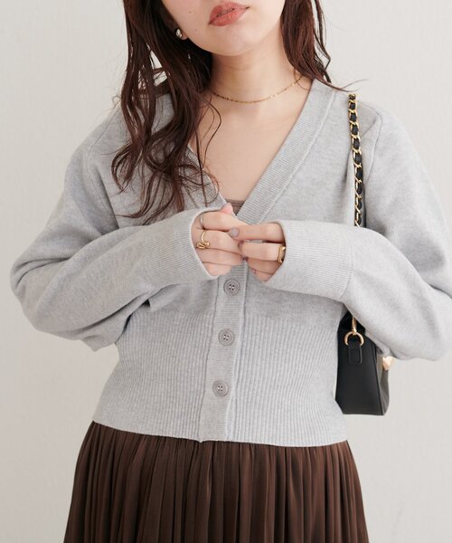 natural couture（ナチュラルクチュール）の「ラグラン切替Vネックカーディガン（カーディガン/ボレロ・レディース・オフホワイト/ライトグレー/ボルドー/ブラウン・FREE）」の6枚目の写真