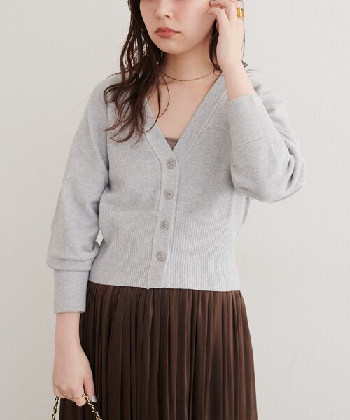 natural couture（ナチュラルクチュール）の「ラグラン切替Vネックカーディガン（カーディガン/ボレロ・レディース・オフホワイト/ライトグレー/ボルドー/ブラウン・FREE）」の8枚目の写真