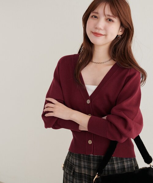 natural couture（ナチュラルクチュール）の「ラグラン切替Vネックカーディガン（カーディガン/ボレロ・レディース・オフホワイト/ライトグレー/ボルドー/ブラウン・FREE）」の15枚目の写真