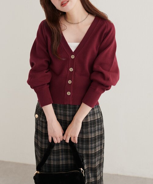 natural couture（ナチュラルクチュール）の「ラグラン切替Vネックカーディガン（カーディガン/ボレロ・レディース・オフホワイト/ライトグレー/ボルドー/ブラウン・FREE）」の16枚目の写真