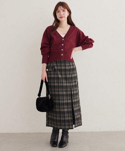 natural couture（ナチュラルクチュール）の「ラグラン切替Vネックカーディガン（カーディガン/ボレロ・レディース・オフホワイト/ライトグレー/ボルドー/ブラウン・FREE）」の17枚目の写真