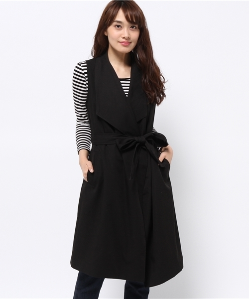 Re:EDIT（リエディ）の「ノースリーブトレンチコート/ジレンチ/テロンチ/スプリングコート[Re:EDIT/リエディ]（トレンチコート・レディース・ベージュ/ダークベージュ/ブラック/グレイッシュベージュ/カーキ・MEDIUM）」の15枚目の写真