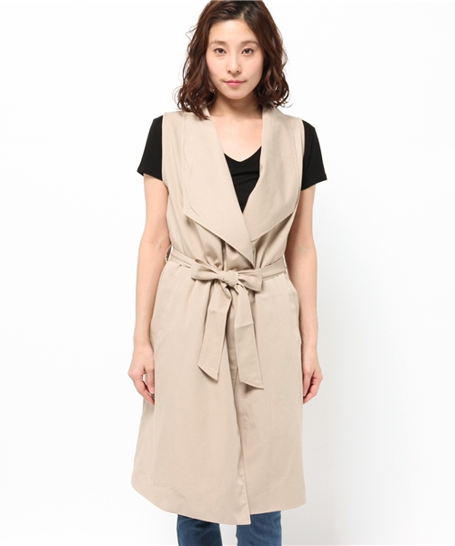 Re:EDIT（リエディ）の「ノースリーブトレンチコート/ジレンチ/テロンチ/スプリングコート[Re:EDIT/リエディ]（トレンチコート・レディース・ベージュ/ダークベージュ/ブラック/グレイッシュベージュ/カーキ・MEDIUM）」の17枚目の写真