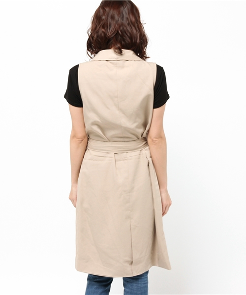 Re:EDIT（リエディ）の「ノースリーブトレンチコート/ジレンチ/テロンチ/スプリングコート[Re:EDIT/リエディ]（トレンチコート・レディース・ベージュ/ダークベージュ/ブラック/グレイッシュベージュ/カーキ・MEDIUM）」の19枚目の写真